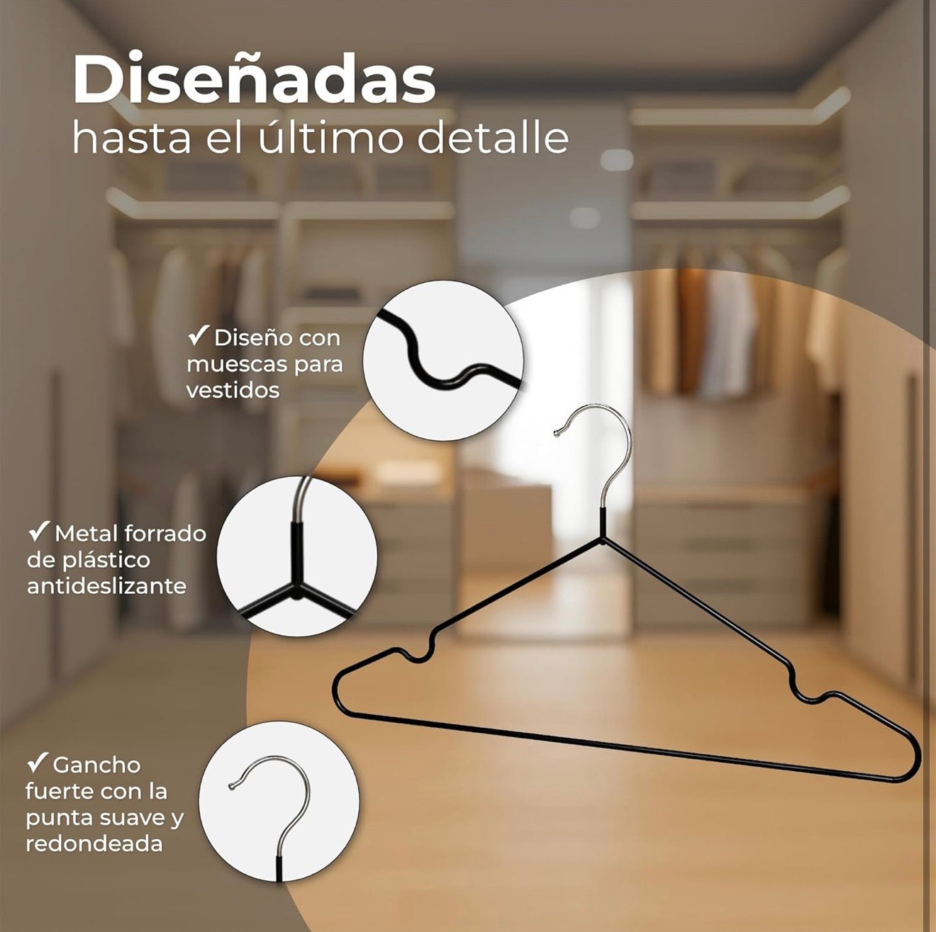 30 Perchas de Metal Antideslizantes