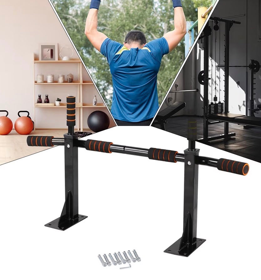 Barra de Dominadas Multifunción Ajustable para Pared – Entrenamiento de Espalda, Brazos y Abdomen