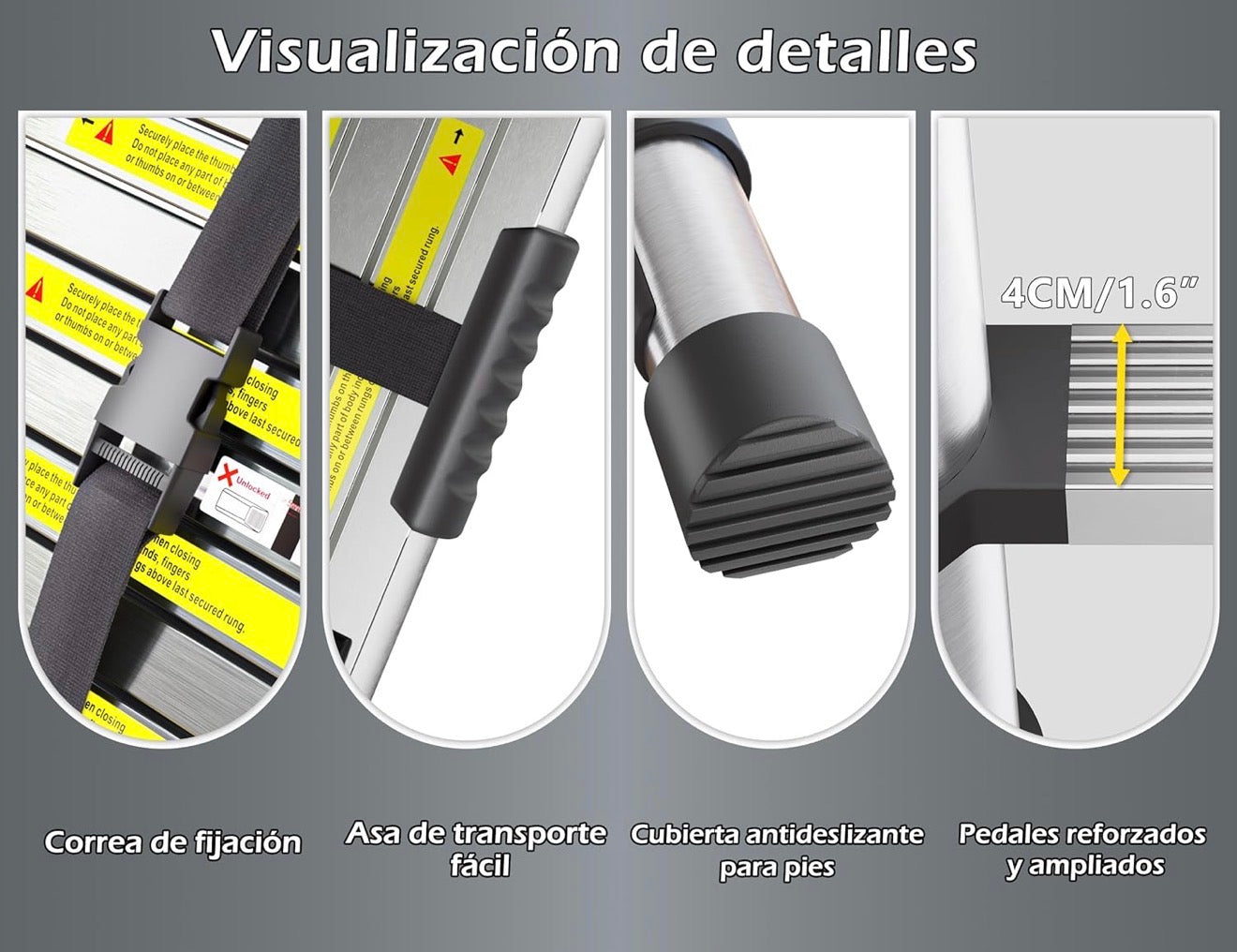 Escalera Telescópica Plegable Extensible Multifunción Antideslizante