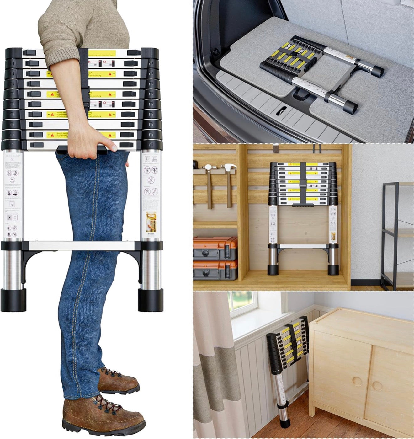Escalera Telescópica Plegable Extensible Multifunción Antideslizante