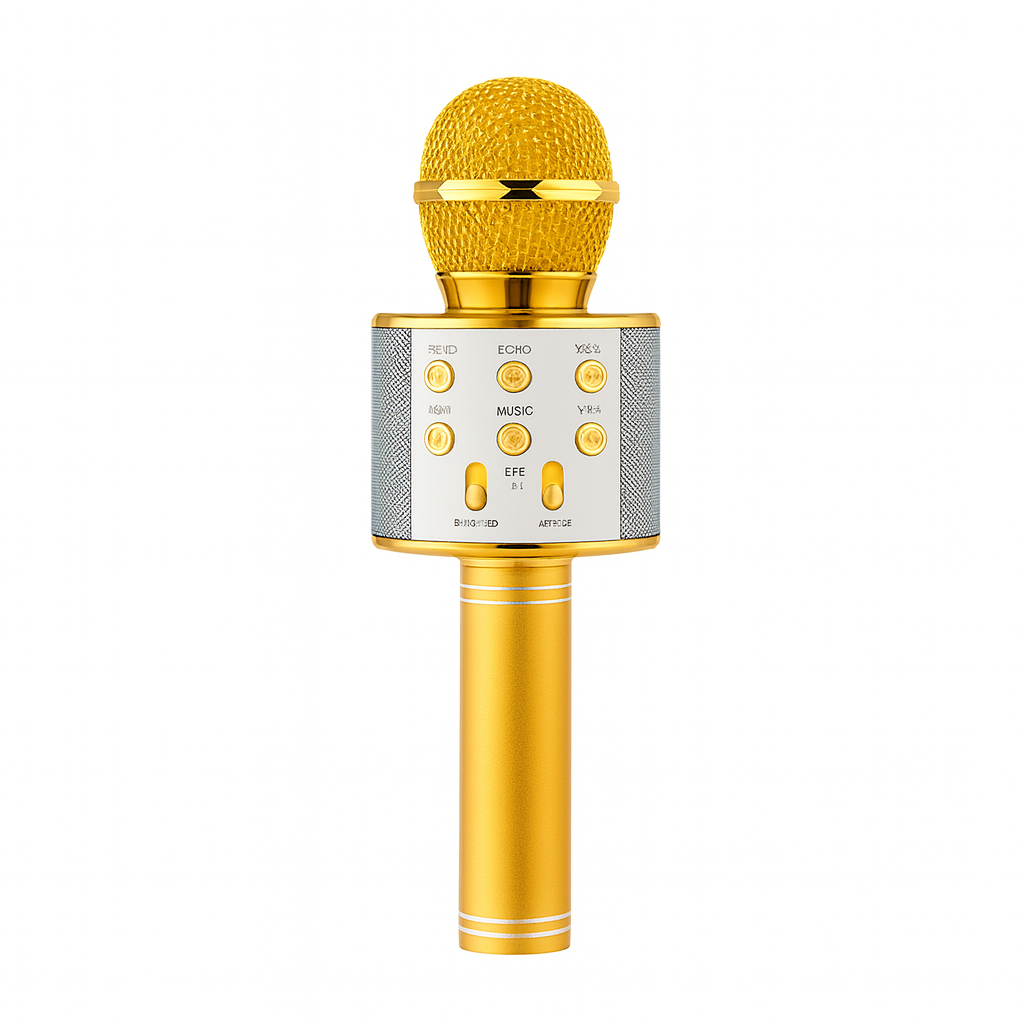 Micrófono karaoke inalámbrico Bluetooth con altavoz integrado, sonido estéreo potente, función eco, grabación, luces LED, compatible con móvil, PC y tablet, ideal para fiestas, niños y adultos.