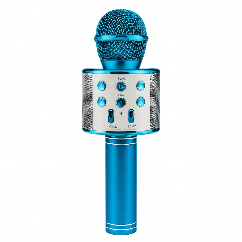 Micrófono karaoke inalámbrico Bluetooth con altavoz integrado, sonido estéreo potente, función eco, grabación, luces LED, compatible con móvil, PC y tablet, ideal para fiestas, niños y adultos.