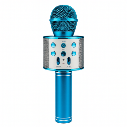 Micrófono karaoke inalámbrico Bluetooth con altavoz integrado, sonido estéreo potente, función eco, grabación, luces LED, compatible con móvil, PC y tablet, ideal para fiestas, niños y adultos.