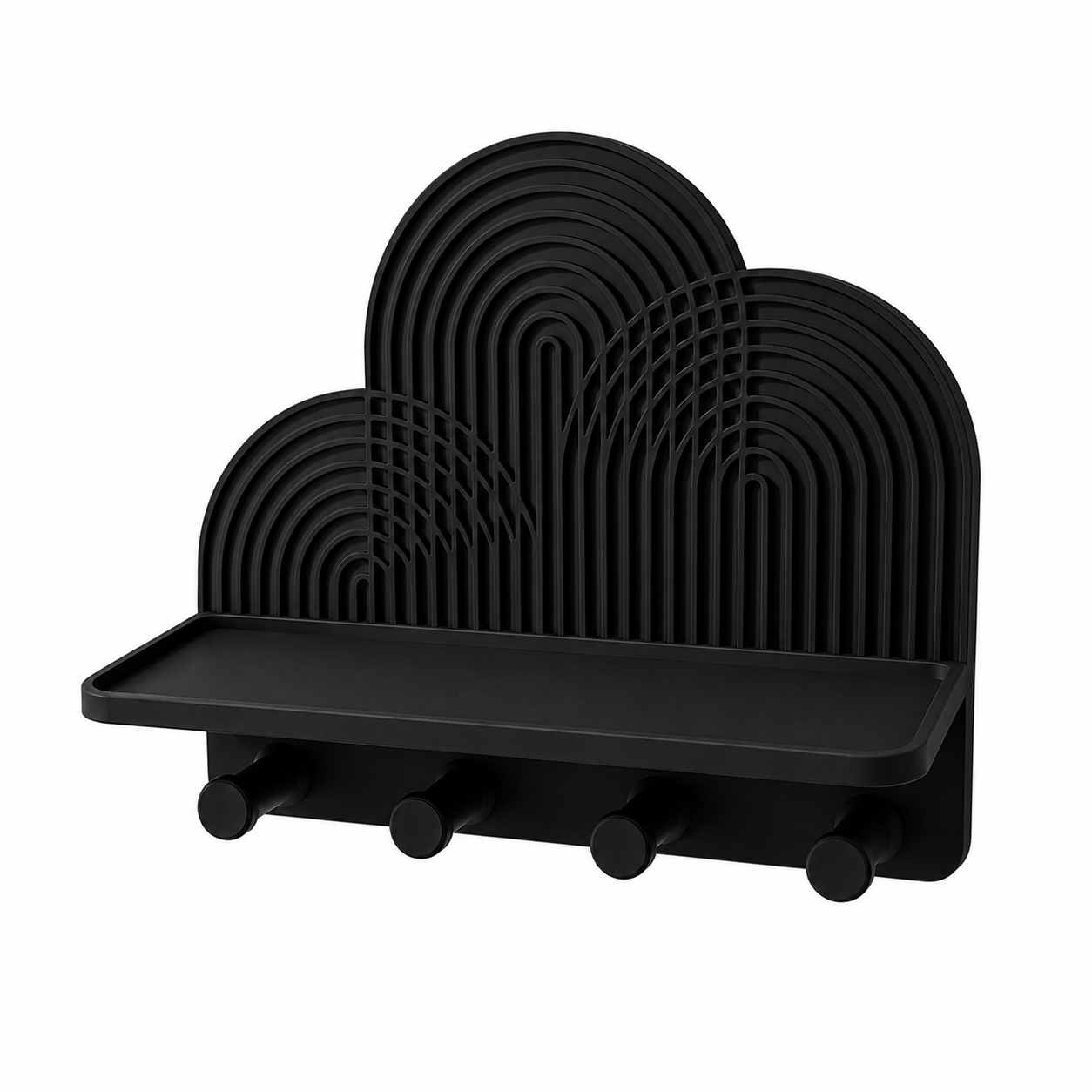 Perchero de Pared Minimalista con Estante y 4 Ganchos | Organizador Moderno para Llaves, Gafas y Accesorios | Adhesivo o con Tornillos | Acabado Mate Decorativo