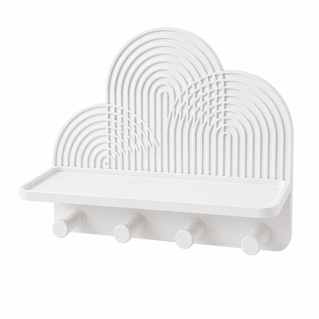 Perchero de Pared Minimalista con Estante y 4 Ganchos | Organizador Moderno para Llaves, Gafas y Accesorios | Adhesivo o con Tornillos | Acabado Mate Decorativo