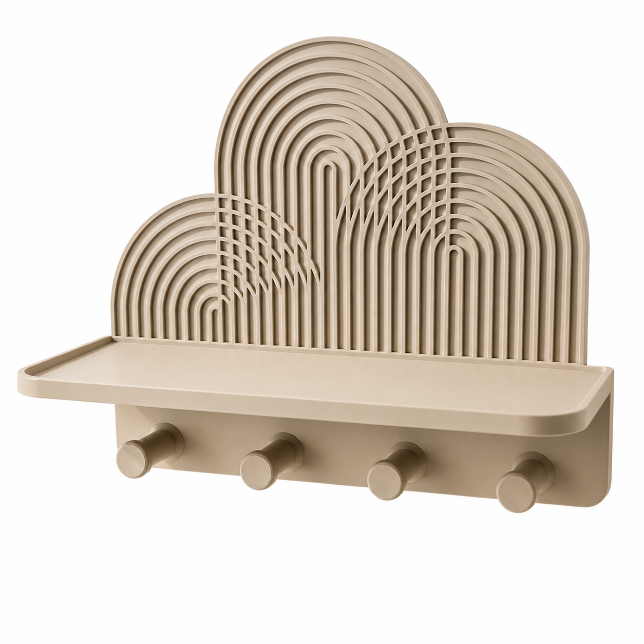 Perchero de Pared Minimalista con Estante y 4 Ganchos | Organizador Moderno para Llaves, Gafas y Accesorios | Adhesivo o con Tornillos | Acabado Mate Decorativo