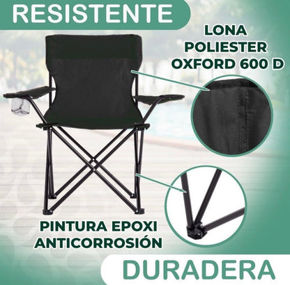 SILLA PLEGABLE PORTÁTIL CON BOLSA DE TRANSPORTE RESISTENTE