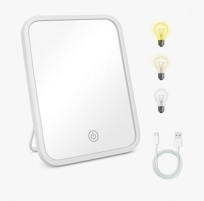 Espejo LED de Maquillaje con 3 Luces y Carga USB