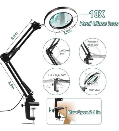 LÁMPARA CON LUPA LED 3 TONOS Y BRAZO ARTICULADO