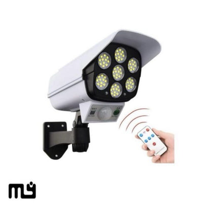 LÁMPARA SOLAR CÁMARA FALSA LED CON MANDO