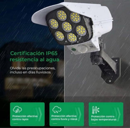 LÁMPARA SOLAR CÁMARA FALSA LED CON MANDO