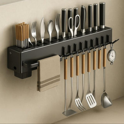 ESTANTE DE COCINA CON GANCHOS Y PORTA UTENSILIOS