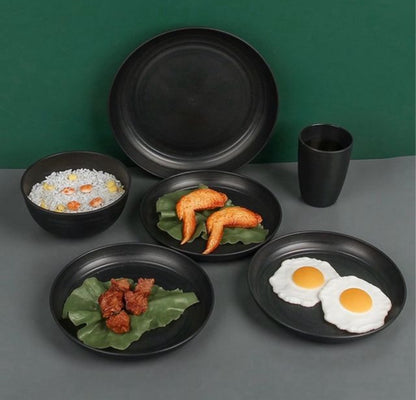 JUEGO DE VAJILLA 32 PIEZAS NEGRA MATE ELEGANTES