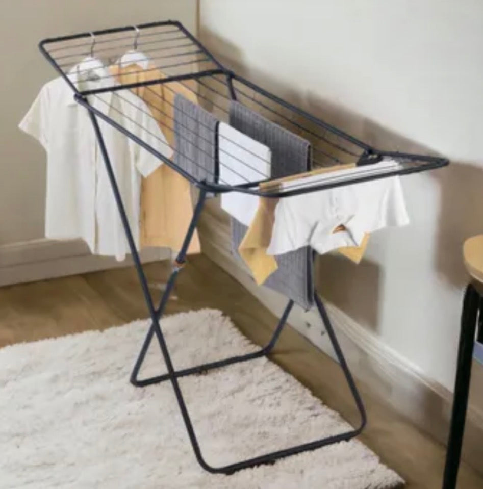 Tendedero de Ropa Plegable, Estructura Metálica, Negro nuevo 180x105x50 cm