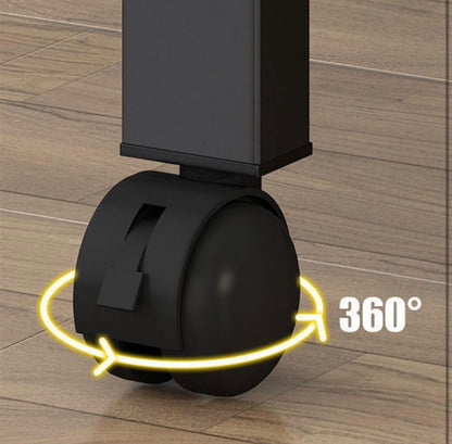 PERCHERO DE ROPA METÁLICO CON RUEDAS Y ALMACENAJE