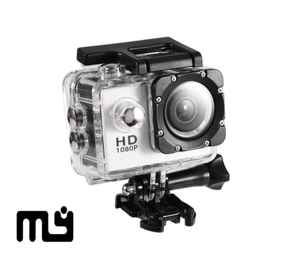 CÁMARA DEPORTIVA HD 1080P
RESISTENTE AL AGUA Y CON
ACCESIORIOS