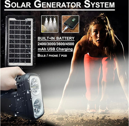 KIT DE SISTEMA DE ILUMINACIÓN PORTÁTIL CON BOMBILLAS Y PLACA SOLAR