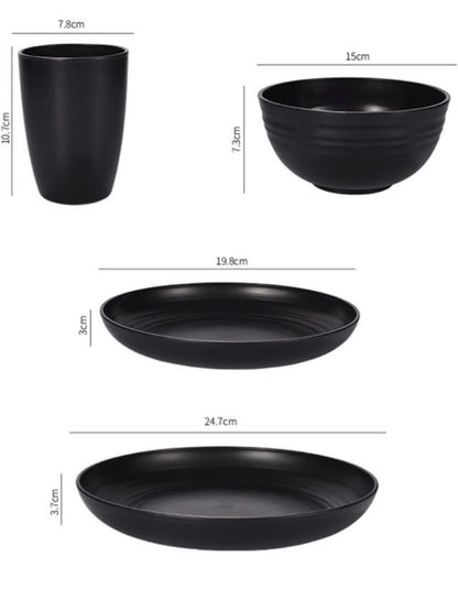 JUEGO DE VAJILLA 32 PIEZAS NEGRA MATE ELEGANTES