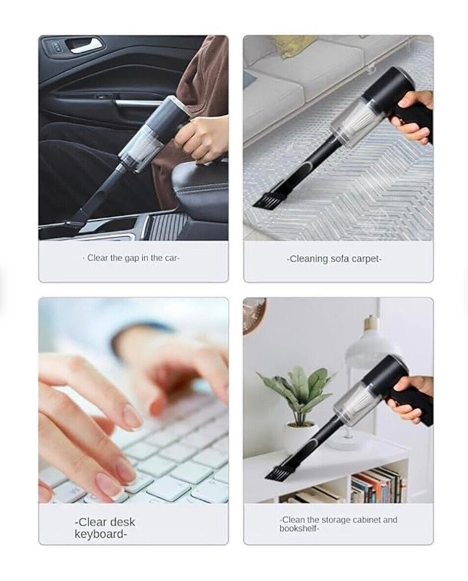 ASPIRADORA INALÁMBRICA 3 EN 1 RECARGABLE PARA COCHE, CASA, OFICINA, ASPIRADORA, SOPLADORA USB