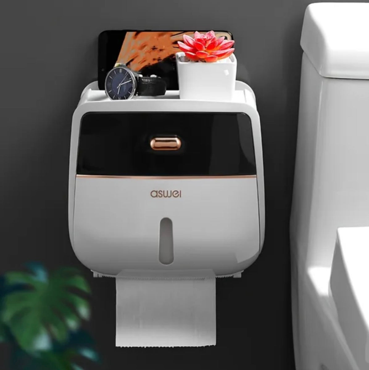 Soporte de papel higiénico, estante de almacenamiento para el baño, soporte de pañuelos montado en la pared, caja de pañuelos impermeable. Nuevo