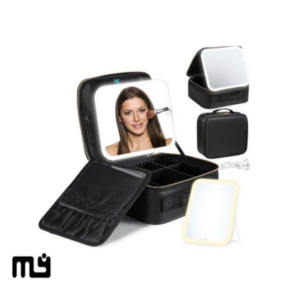 MALETÍN DE MAQUILLAJE CON ESPEJO LED PORTÁTIL