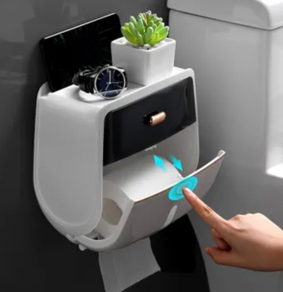 Soporte de papel higiénico, estante de almacenamiento para el baño, soporte de pañuelos montado en la pared, caja de pañuelos impermeable. Nuevo