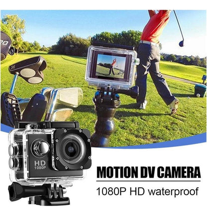 CÁMARA DEPORTIVA HD 1080P
RESISTENTE AL AGUA Y CON
ACCESIORIOS