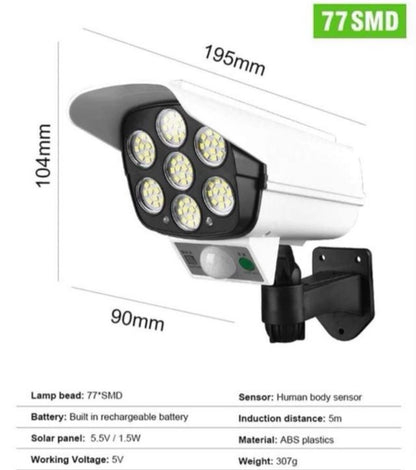 LÁMPARA SOLAR CÁMARA FALSA LED CON MANDO