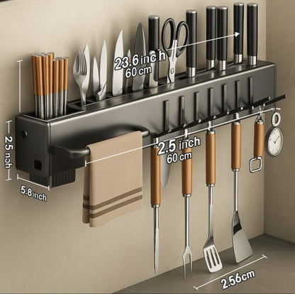 ESTANTE DE COCINA CON GANCHOS Y PORTA UTENSILIOS