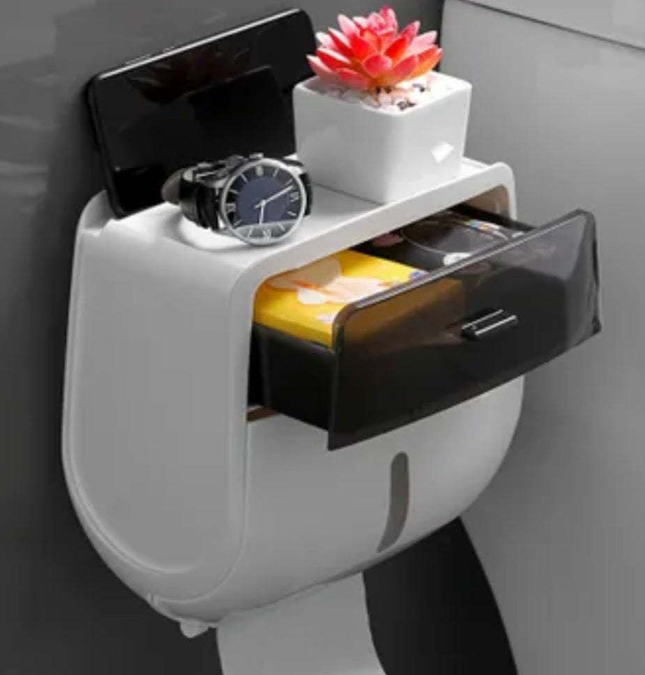 Soporte de papel higiénico, estante de almacenamiento para el baño, soporte de pañuelos montado en la pared, caja de pañuelos impermeable. Nuevo