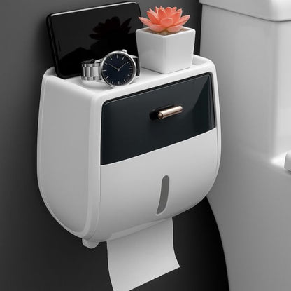 PORTAROLLOS DE BAÑO CON CAJÓN Y SOPORTE SUPERIOR