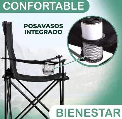 SILLA PLEGABLE PORTÁTIL CON BOLSA DE TRANSPORTE RESISTENTE