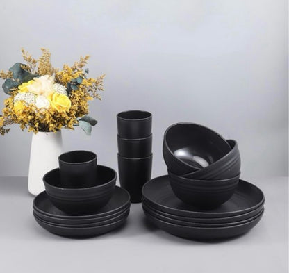 JUEGO DE VAJILLA 32 PIEZAS NEGRA MATE ELEGANTES