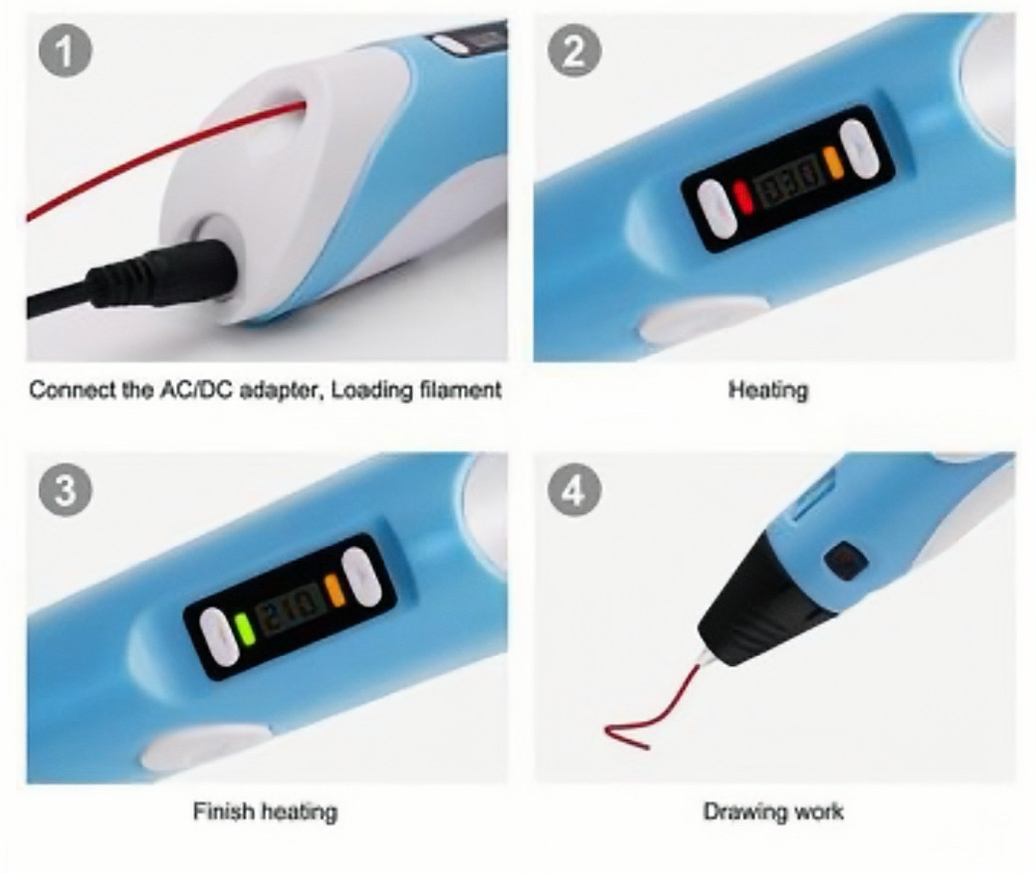 Lápiz Para Impresora 3d, Alimentación Usb, Incluye 20 Filamentos Pla De Varios Colores (lápiz De Impresora, Bolígrafo 3d Para Niños, Bolígrafo)