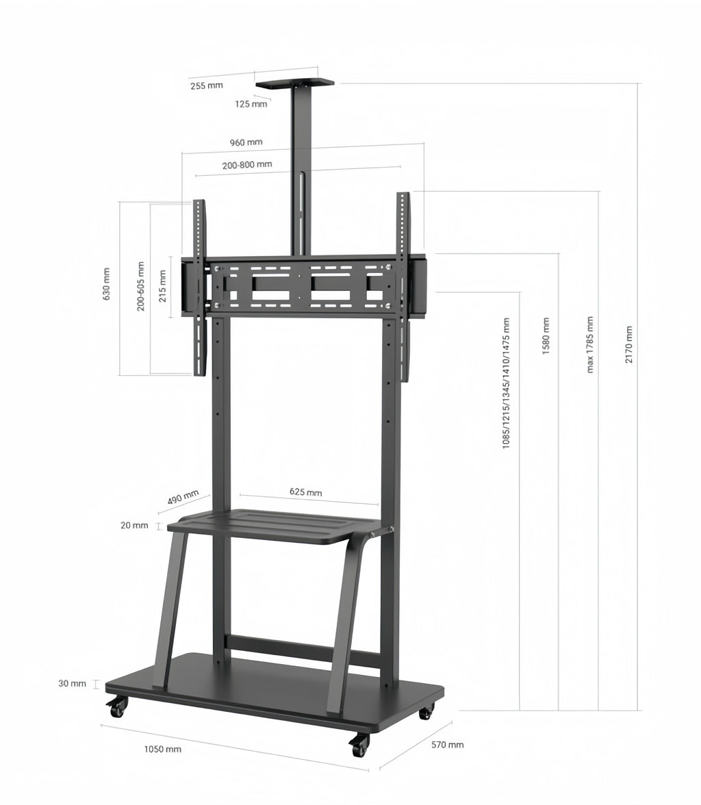 Soporte TV de Pie con Ruedas 32-80 pulgadas.