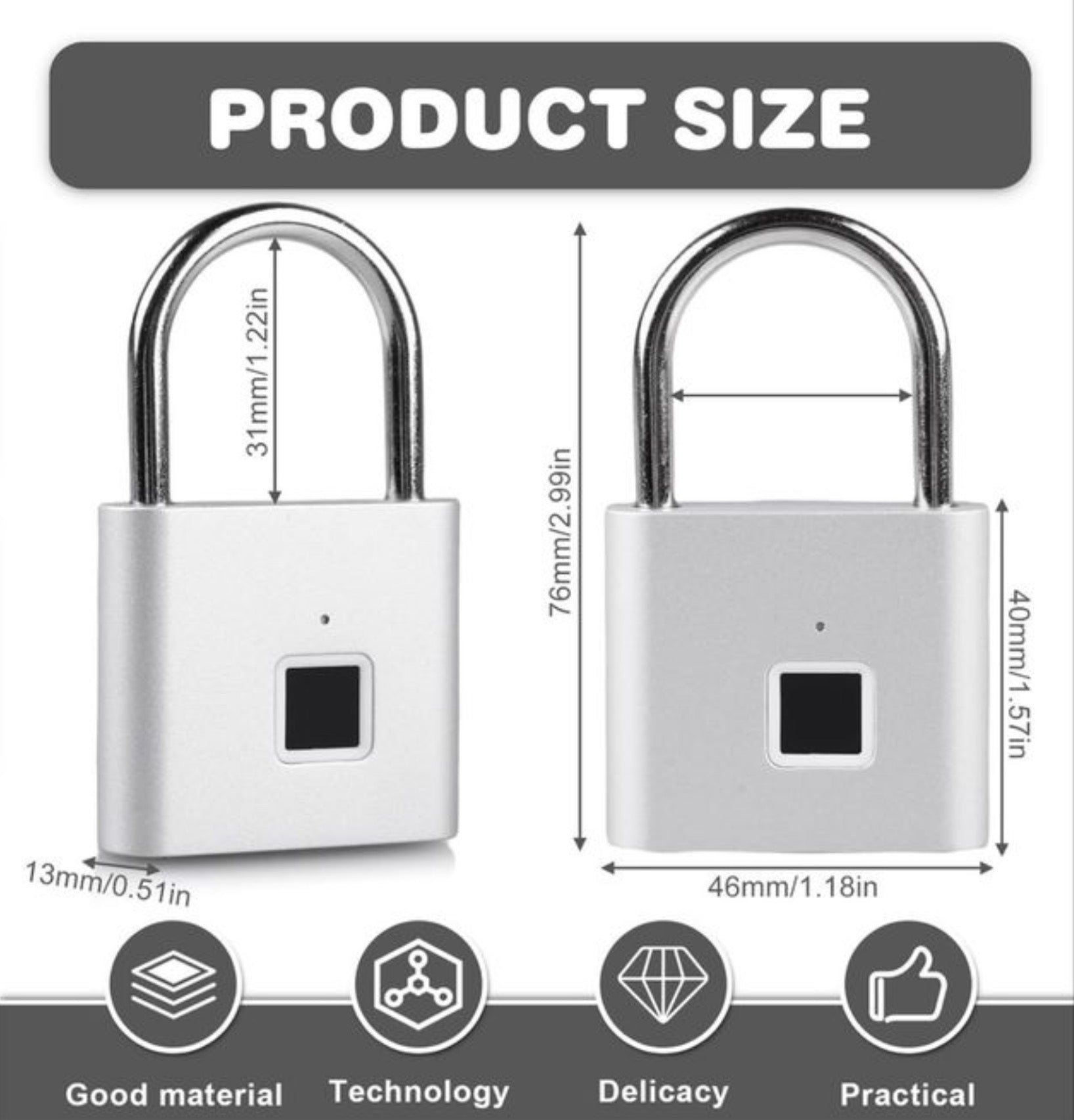 Candado inteligente con sensor de huella digital. Nuevo