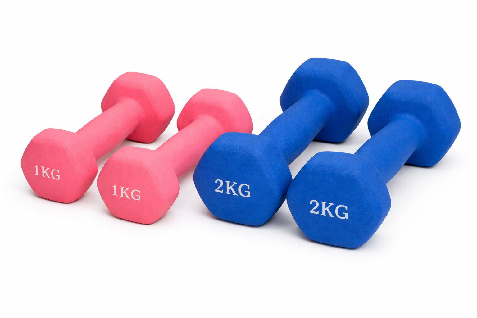 Juego Mancuernas Neopreno para mujer. Par de mancuernas hexagonales para el entrenamiento de fuerza, fitness, yoga y pilates.