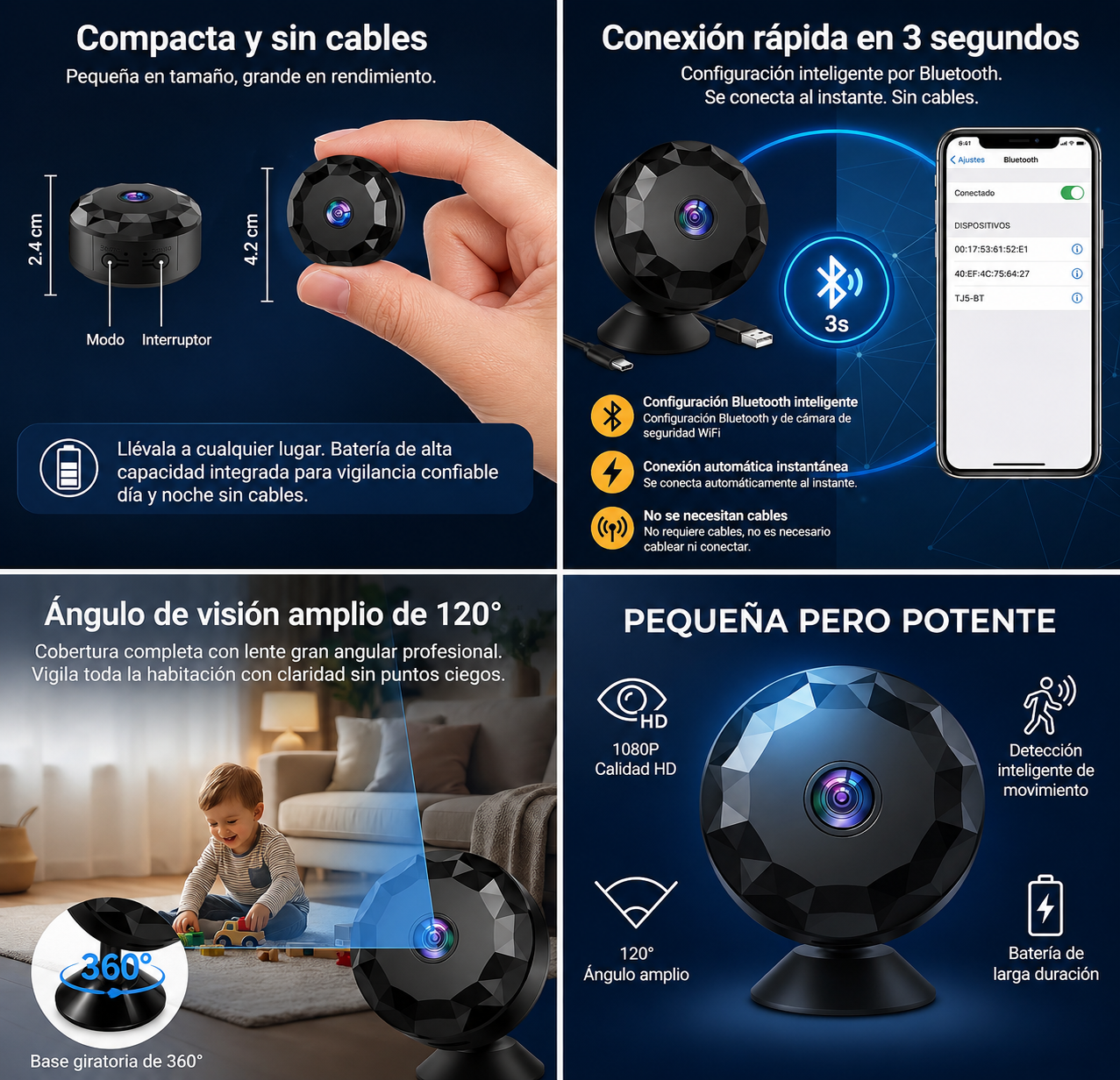 Mini Cámara WiFi Oculta HD 1080P con Visión Nocturna
