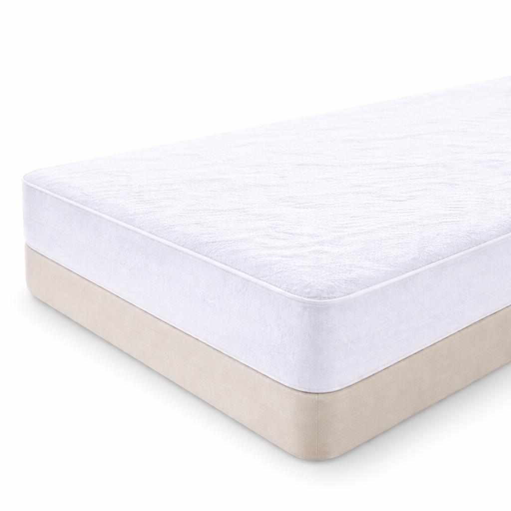 Protector colchón impermeable rizo blanco.